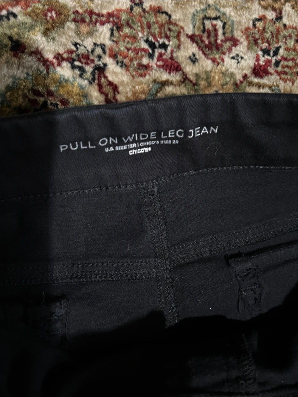 Chico's Embellished Black Pull-On Wide Leg Jeans Size 12 R Chico Size 2 - Picture 6 of 7
